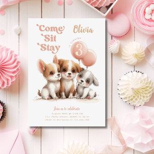 Come Sit Stay Girl Puppy Birthday Party Invitation