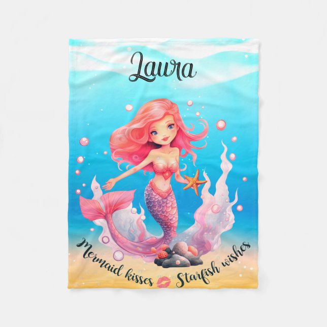 Come swim with me Mermaid Fleece Blanket (Front)