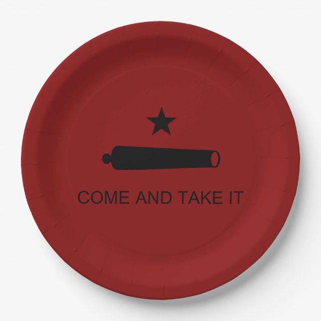Come & Take It! Texas State battle Flag Paper Plate (Front)