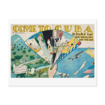 Come to Cuba vintage style postcard