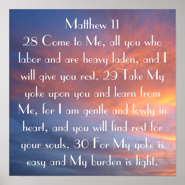 Come to me, all who labour bible verse Matthew 11 Poster (Front)