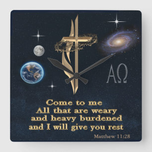 Come to me all ye who are weary square wall clock