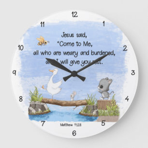 Come to Me and I will Give You Rest Matthew 11:28 Large Clock