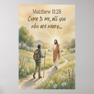 Come to Me Matthew128 Wall Art. Bible Verse print