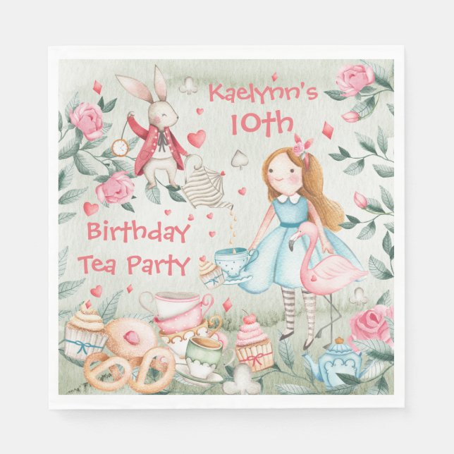 Come To My Birthday Tea Party Napkin (Front)