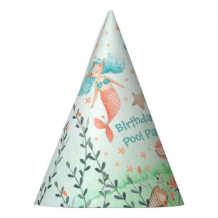 Come To My Mermaid Birthday Pool Party Hat