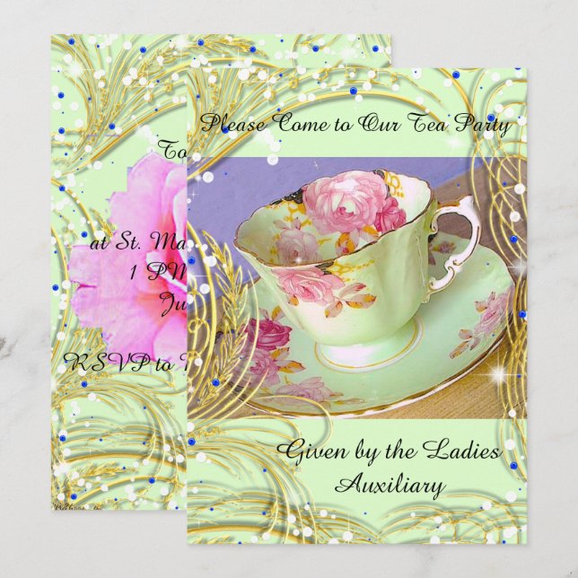 COME TO OUR TEA PARTY INVITATION ARA ARTIST (Front/Back)