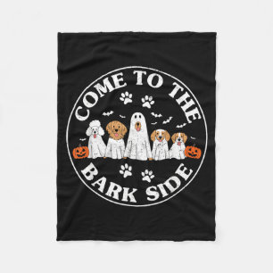 Come To The Bark Side Funny Dog Ghost Halloween Fleece Blanket