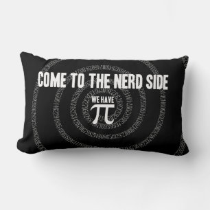 Come To The Nerd Side for Pi on Black Lumbar Cushion