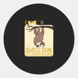 Come To The Sloth Side T-Shirt - Funny Sloth Pun ( Classic Round Sticker