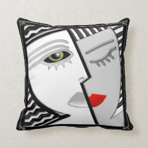 Come Together - Black, White and Red Cushion