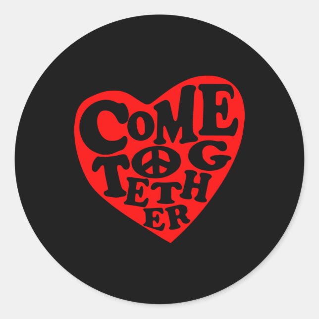 Come Together Peace Heart Sign Sticker  (Front)