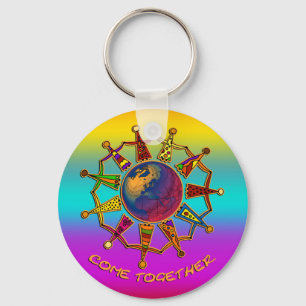 Come Together People coloured linear Key Ring