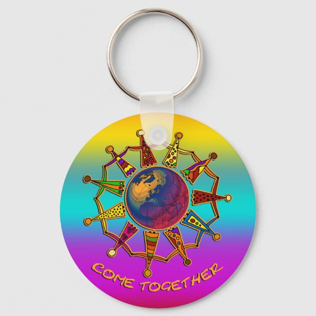 Come Together People | coloured linear Key Ring (Front)
