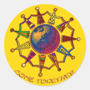 Come Together People yellow Classic Round Sticker