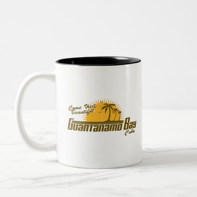 COME VISIT BEAUTIFUL GUANTANAMO BAY CUBA Two-Tone COFFEE MUG (Left)