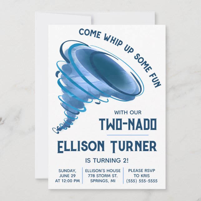 Come Whip Up Some Fun! Tornado Birthday Party Invitation (Front)