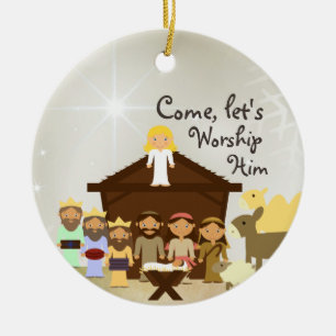 Come Worship Him Nativity Personalised Ceramic Ornament