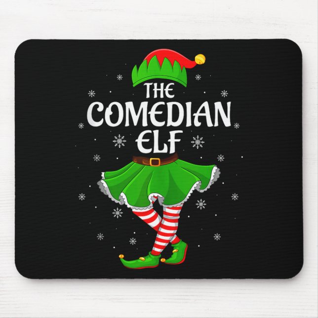Comedian Elf Christmas Family Girls Women Elf Squa Mouse Pad (Front)