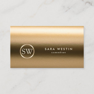 Comedian Gold Texture Monogram Business Card