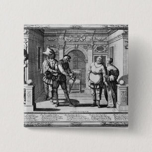 Comedians at the theatre of Hotel de Bourgogne 15 Cm Square Badge