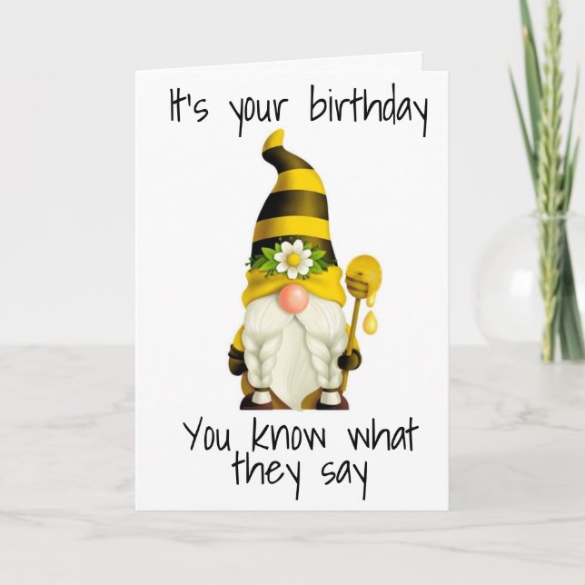 COMEDIC GNOME MAKES AN OLD AGE JOKE FOR YOU CARD (Front)