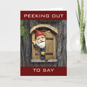 "COMEDIC GNOME SAYS HOME FOR THE HOLIDAY" HOLIDAY CARD