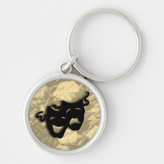 Comedy and Tragedy Black Masks Keychain (Front)