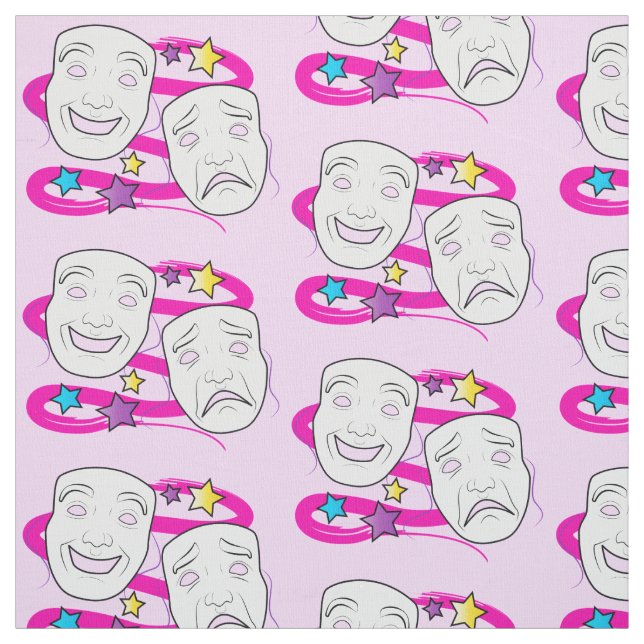 Comedy and Tragedy Drama Masks Fabric (Swatch)