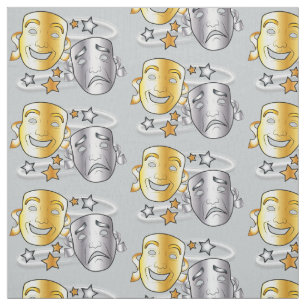 Comedy and Tragedy Drama Masks Gold and Silver Fabric