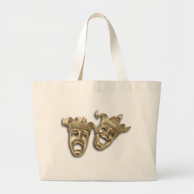 Comedy and Tragedy Gold Masks Tote Bag (Front)