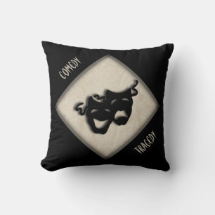 Comedy and Tragedy Greek Mask Theatre Throw Pillow