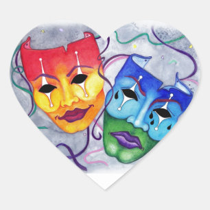 Comedy and Tragedy Heart Sticker