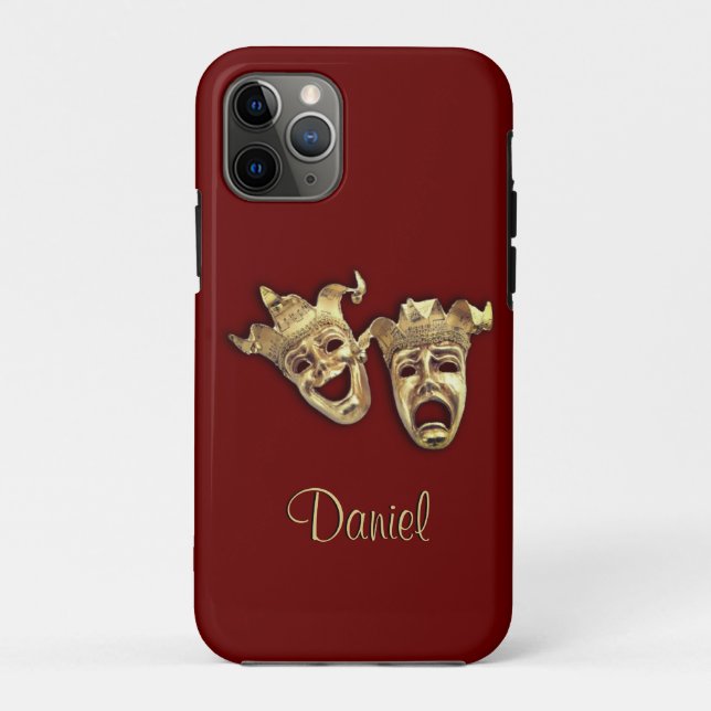 Comedy and Tragedy Maroon Theatre Case-Mate iPhone Case (Back)