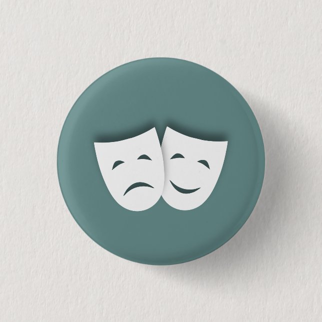 Comedy and Tragedy Masks 3 Cm Round Badge (Front)