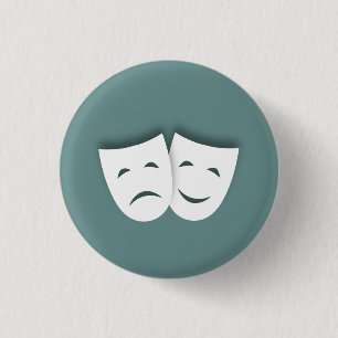 Comedy and Tragedy Masks 3 Cm Round Badge