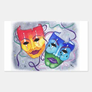 Comedy and Tragedy Rectangular Sticker