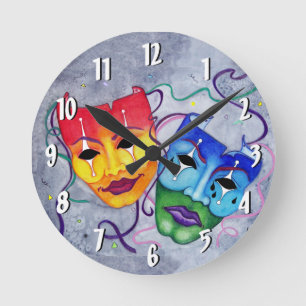 Comedy and Tragedy Round Wall Clock