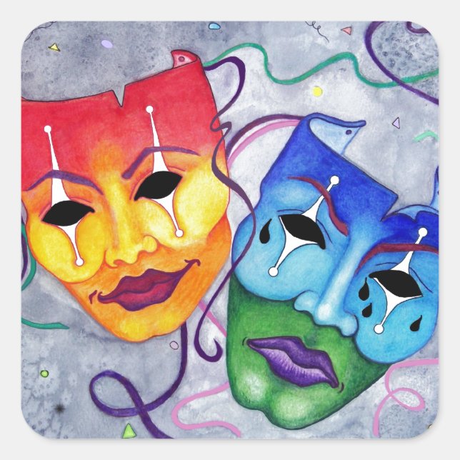 Comedy and Tragedy Square Sticker (Front)