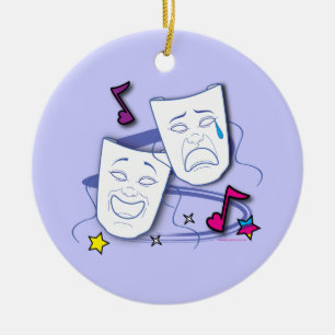 Comedy and Tragedy Stylised Drama Masks Ceramic Ornament