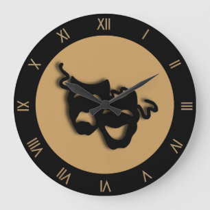 Comedy and Tragedy Tan Brown Theatre Wall Clock