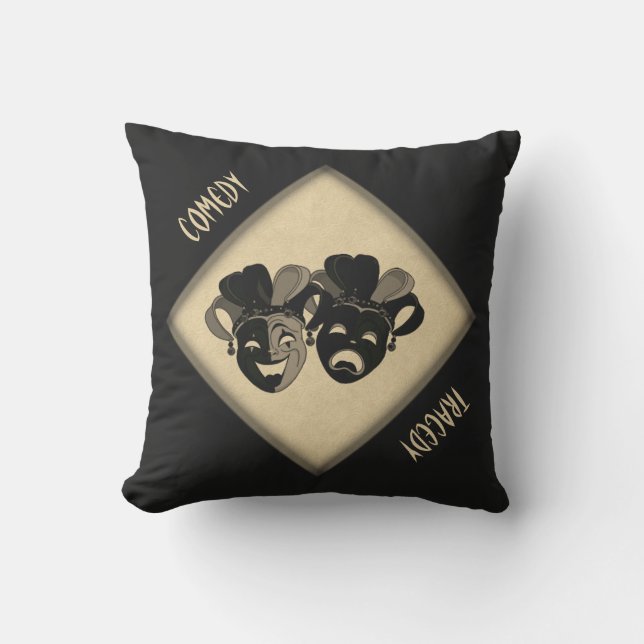 Comedy and Tragedy Theater Masks Throw Pillow (Front)