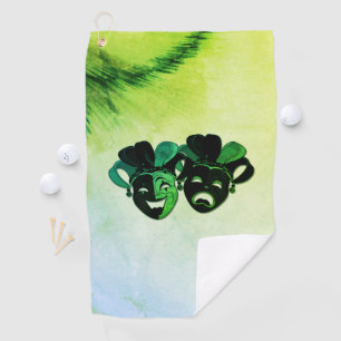 Comedy and Tragedy Theatre Design Green Golf Towel