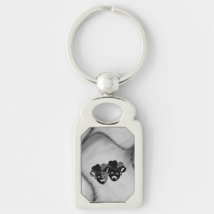 Comedy and Tragedy Theatre Jester Masks Silver Key Ring
