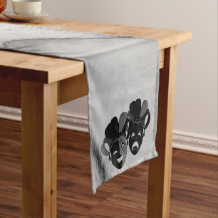 Comedy and Tragedy Theatre Jester Masks Silver Short Table Runner