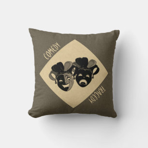 Comedy and Tragedy Theatre Masks 2 in 1 Cushion