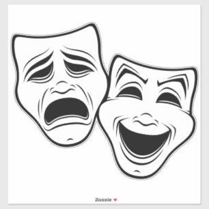 Comedy And Tragedy Theatre Masks Black Line