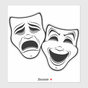 Comedy And Tragedy Theatre Masks Black Line