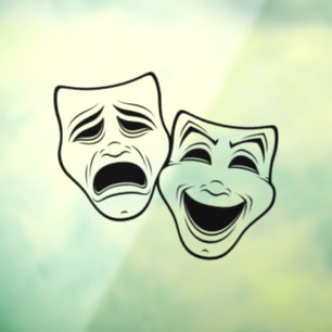 Comedy And Tragedy Theatre Masks Black Line
