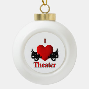 Comedy and Tragedy Theatre Masks Ceramic Ball Christmas Ornament